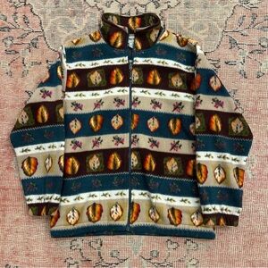 Vintage Alfred Dunner Fleece Jacket Small Southwestern Aztec Zip Retro Pullover